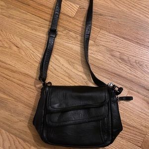 Crossbody black leather bag